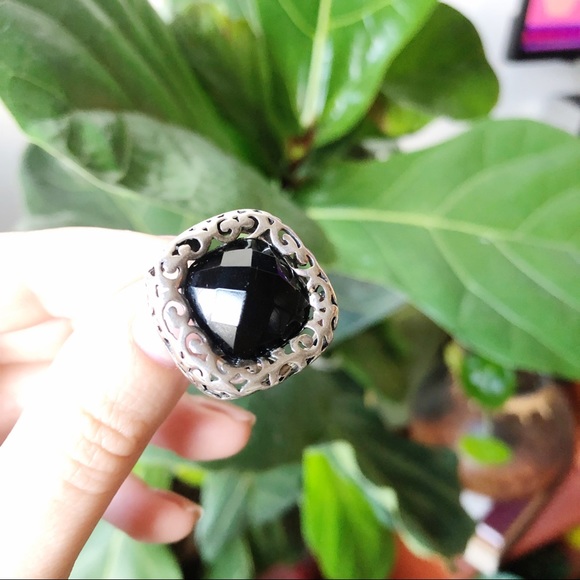 Vintage 925 silver and onyx ring size 7 3/4 - Picture 10 of 11